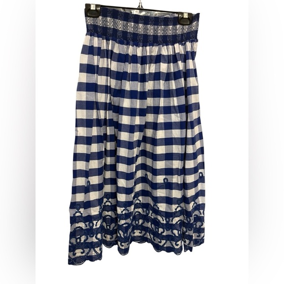 Zara Blue and White Gingham Midi Skirt - Picture 2 of 4